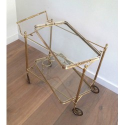Neoclassical Style Brass Drinks Trolley with Removable Trays by Maison Jansen, Circa 1940