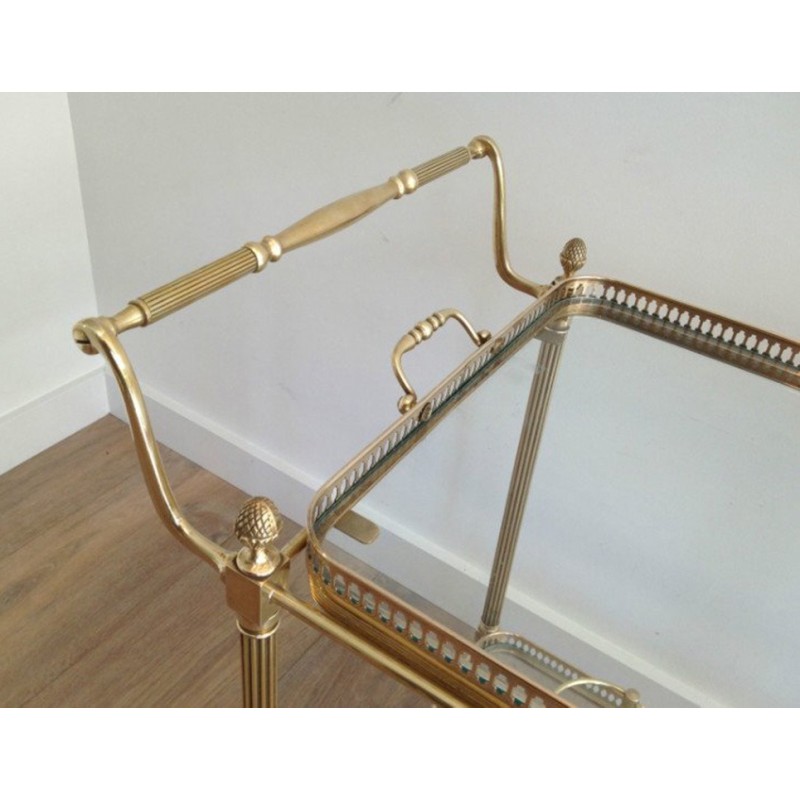 Neoclassical Style Brass Drinks Trolley with Removable Trays by Maison Jansen, Circa 1940