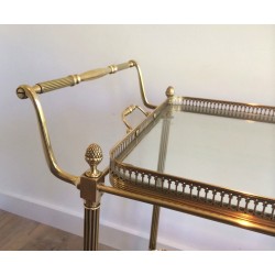 Neoclassical Style Brass Drinks Trolley with Removable Trays by Maison Jansen, Circa 1940