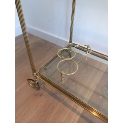 Neoclassical Style Brass Drinks Trolley with Removable Trays by Maison Jansen, Circa 1940