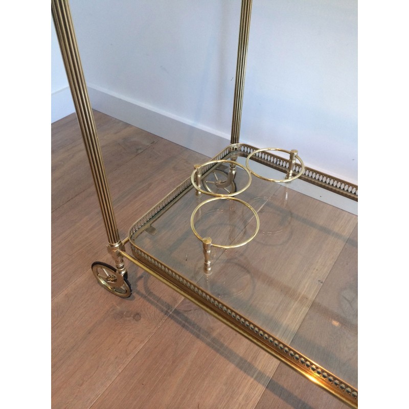 Neoclassical Style Brass Drinks Trolley with Removable Trays by Maison Jansen, Circa 1940