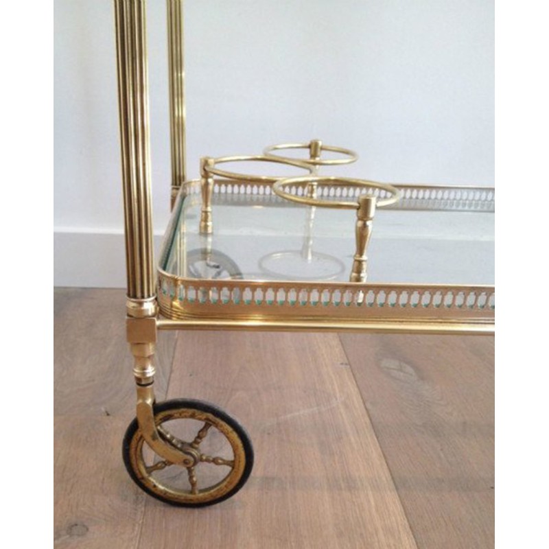 Neoclassical Style Brass Drinks Trolley with Removable Trays by Maison Jansen, Circa 1940