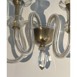 Paire d'Appliques en Cristal de Murano A 3 Bras de Lumière