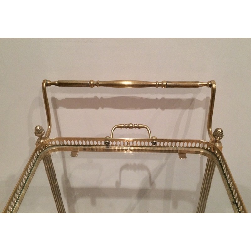 Neoclassical Style Brass Drinks Trolley with Removable Trays by Maison Jansen, Circa 1940