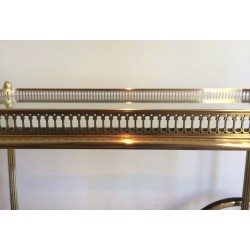 Neoclassical Style Brass Drinks Trolley with Removable Trays by Maison Jansen, Circa 1940