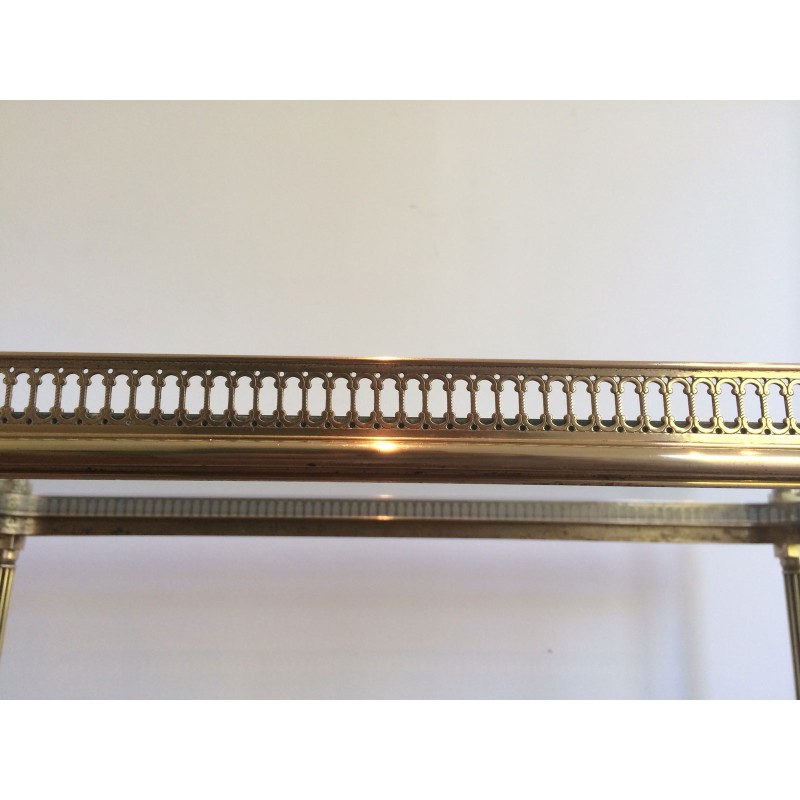 Neoclassical Style Brass Drinks Trolley with Removable Trays by Maison Jansen, Circa 1940