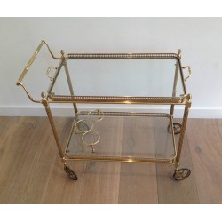 Neoclassical Style Brass Drinks Trolley with Removable Trays by Maison Jansen, Circa 1940