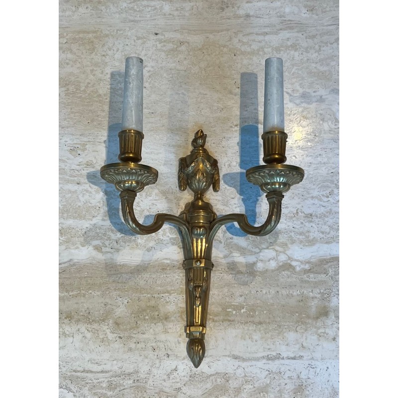 Set of Four Louis XVI Style Bronze Wall Sconces | French Work, circa 1940