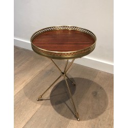 Bout de Canapé Rond en Laiton et Acajou de la Maison Jansen