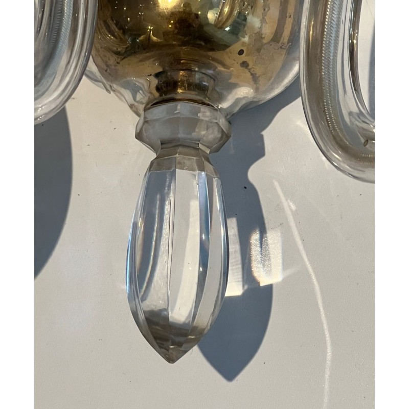 Pair of Murano Crystal Three-Arm Wall Lights | Italian Work, circa 1940