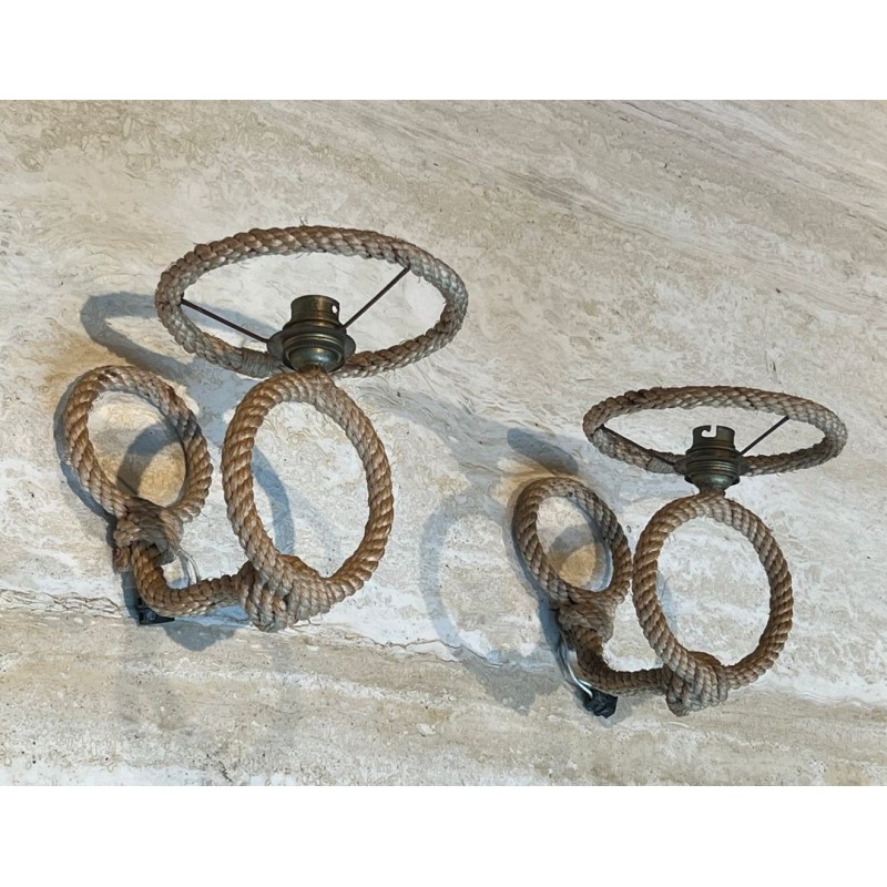Pair of Rope Wall Sconces by Audoux & Minet | French Work, circa 1950