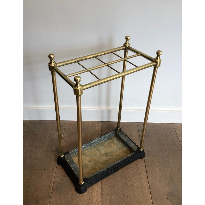 Rectangular Brass and Cast Iron Umbrella Stand, French Work, Circa 1900