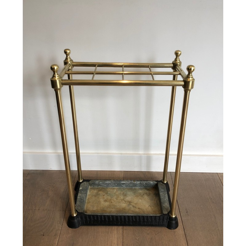 Rectangular Brass and Cast Iron Umbrella Stand, French Work, Circa 1900