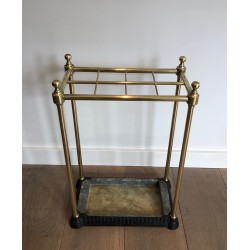 Rectangular Brass and Cast Iron Umbrella Stand, French Work, Circa 1900