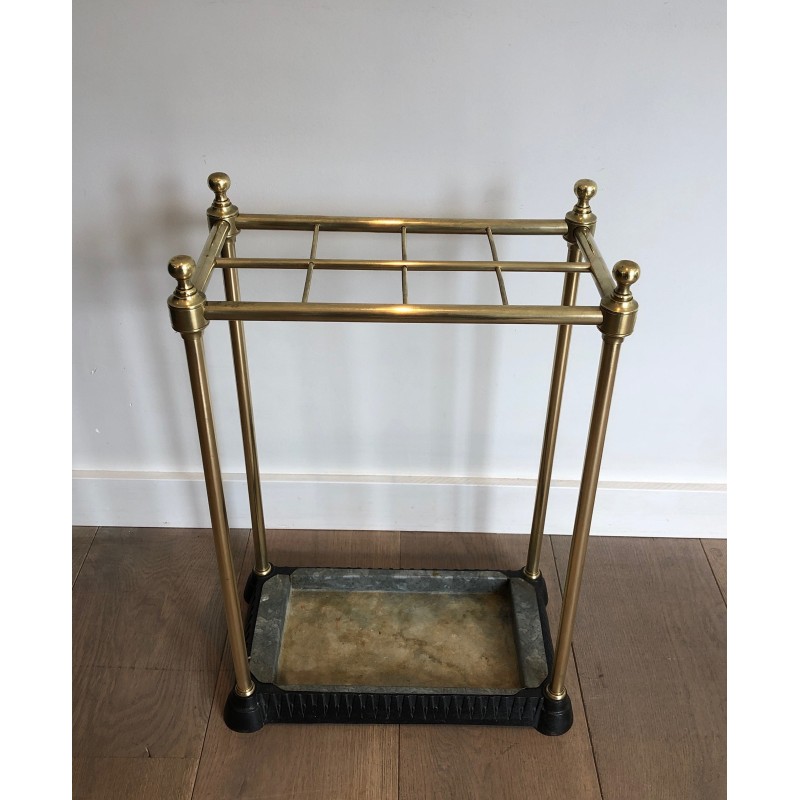 Rectangular Brass and Cast Iron Umbrella Stand, French Work, Circa 1900