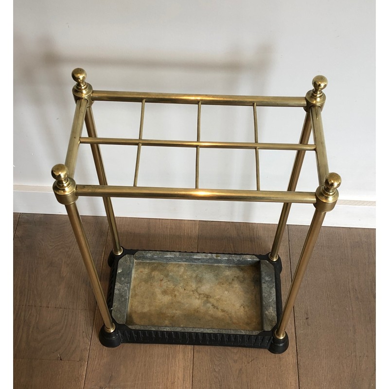 Rectangular Brass and Cast Iron Umbrella Stand, French Work, Circa 1900