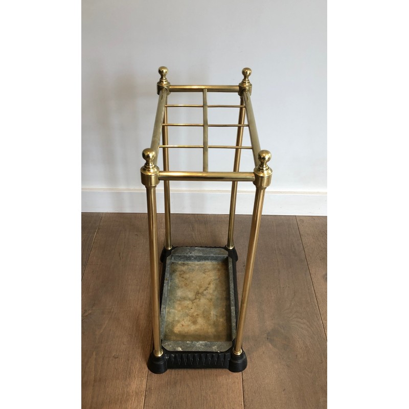 Rectangular Brass and Cast Iron Umbrella Stand, French Work, Circa 1900