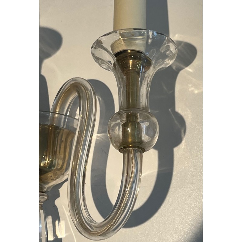Pair of Murano Crystal Three-Arm Wall Lights | Italian Work, circa 1940