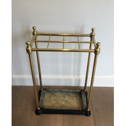 Rectangular Brass and Cast Iron Umbrella Stand, French Work, Circa 1900