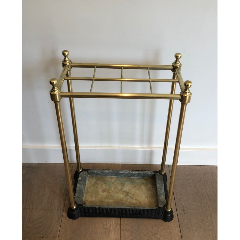 Rectangular Brass and Cast Iron Umbrella Stand, French Work, Circa 1900