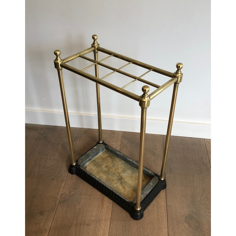 Rectangular Brass and Cast Iron Umbrella Stand, French Work, Circa 1900