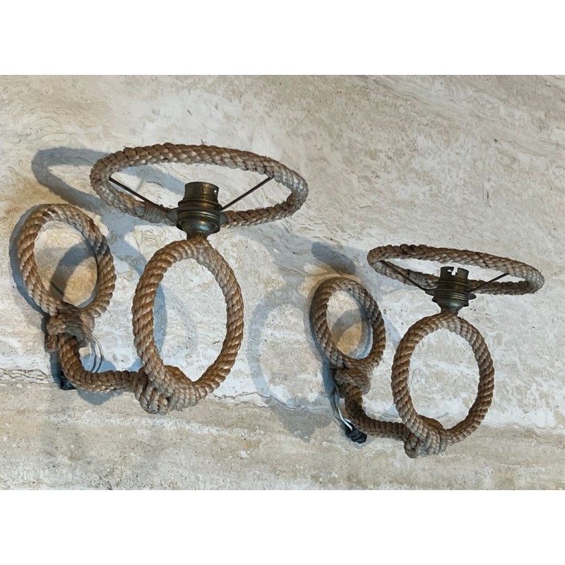Pair of Rope Wall Sconces by Audoux & Minet | French Work, circa 1950