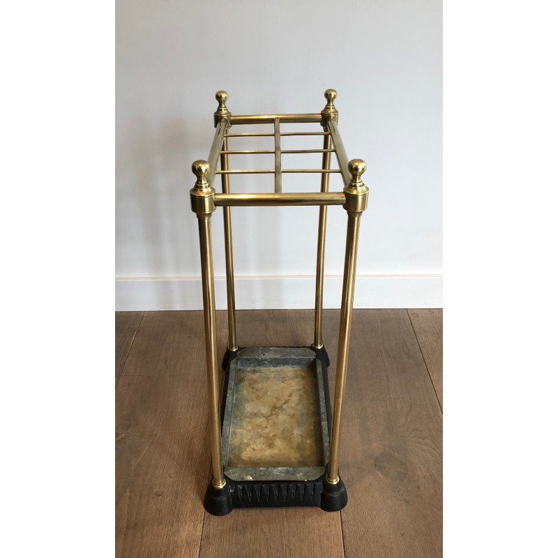 Rectangular Brass and Cast Iron Umbrella Stand, French Work, Circa 1900