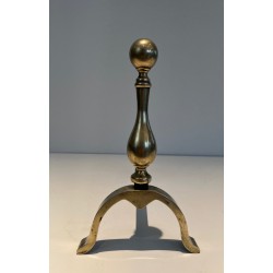 Pair of Neoclassical Style Bronze Andirons, French Work, Circa 1920