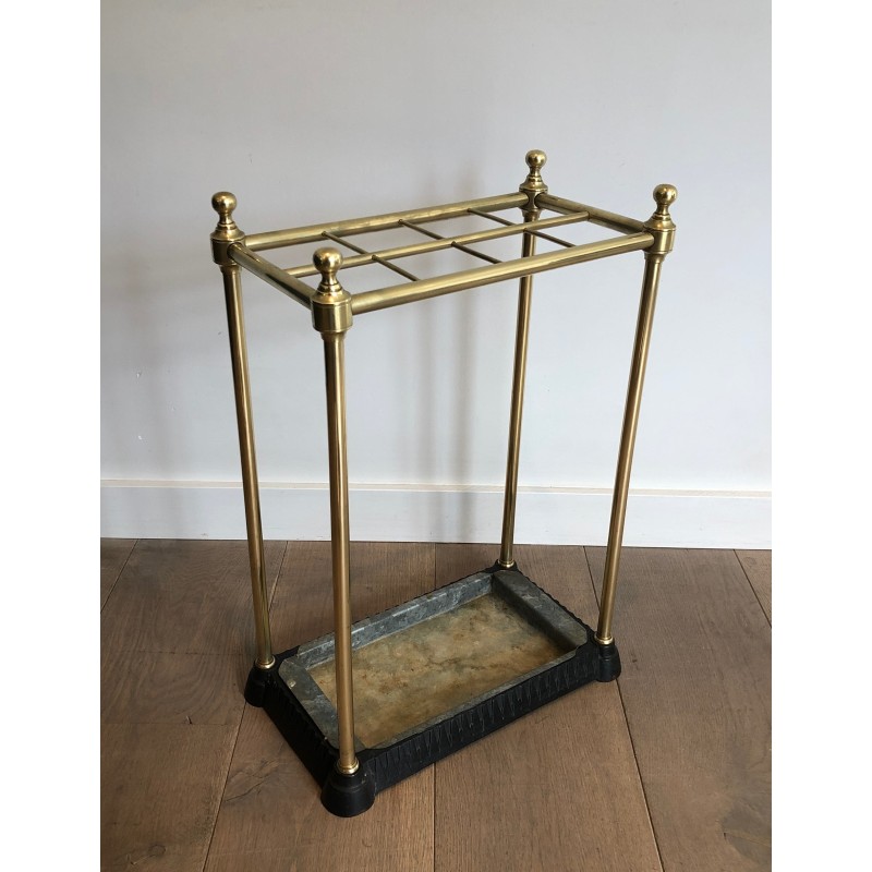 Rectangular Brass and Cast Iron Umbrella Stand, French Work, Circa 1900