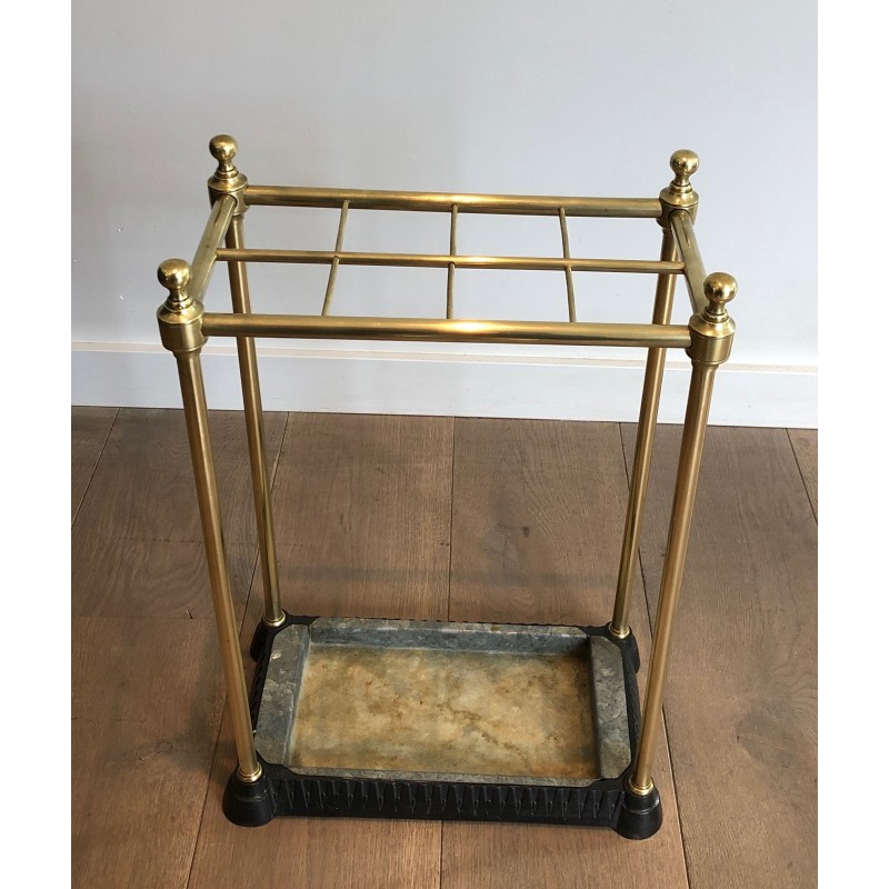 Rectangular Brass and Cast Iron Umbrella Stand, French Work, Circa 1900