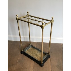 Rectangular Brass and Cast Iron Umbrella Stand, French Work, Circa 1900