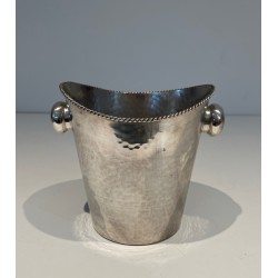 Seau à Champagne en Métal Argenté, Travail Français, Vers 1930
