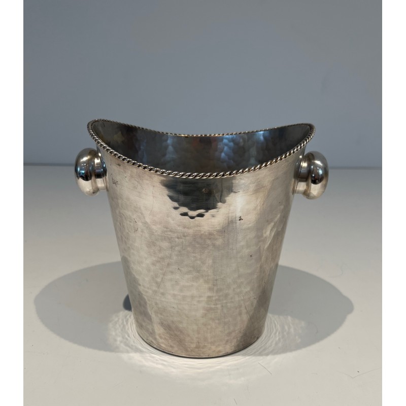 Seau à Champagne en Métal Argenté, Travail Français, Vers 1930