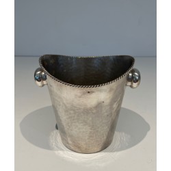 Seau à Champagne en Métal Argenté, Travail Français, Vers 1930