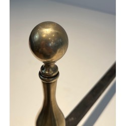 Pair of Neoclassical Style Bronze Andirons, French Work, Circa 1920