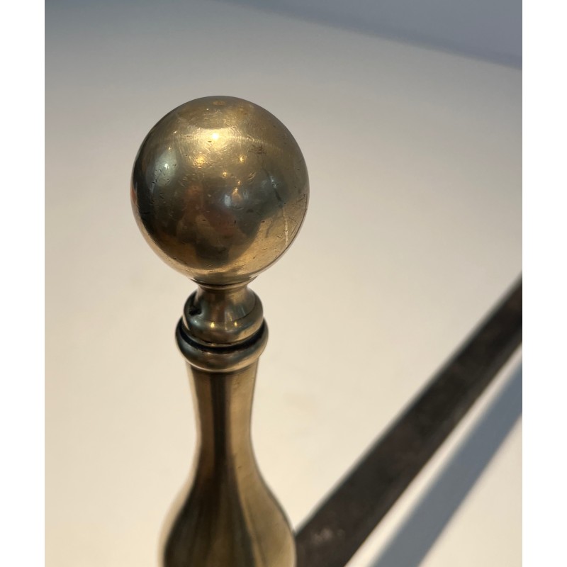 Pair of Neoclassical Style Bronze Andirons, French Work, Circa 1920