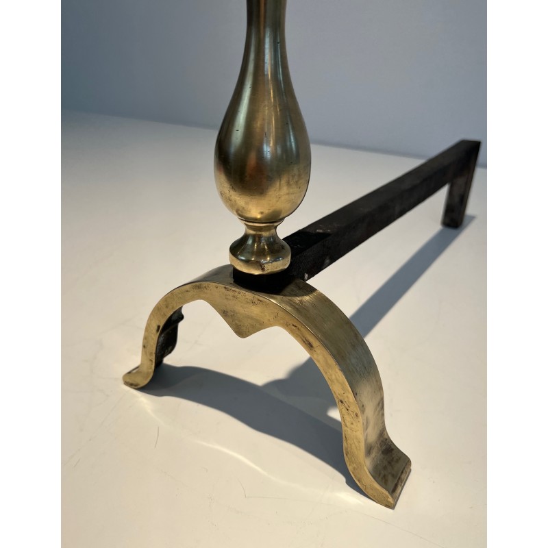 Paire de Chenets de Style Néoclassique en Bronze, Travail Français, Vers 1920