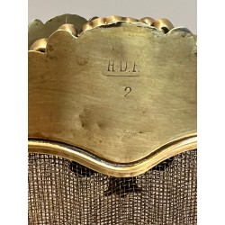 Grand Pare-Feu Pliant en Laiton et Grillage à 4 volets de Style Louis XVI