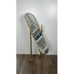 Neoclassical Style Brass Removable Psyché Mirror, French Work, Circa 1940