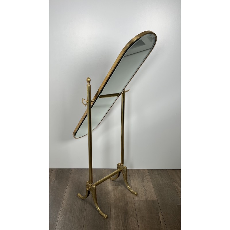 Miroir Psyché Amovible de Style Néoclassique en Laiton, Travail Français, Vers 1940