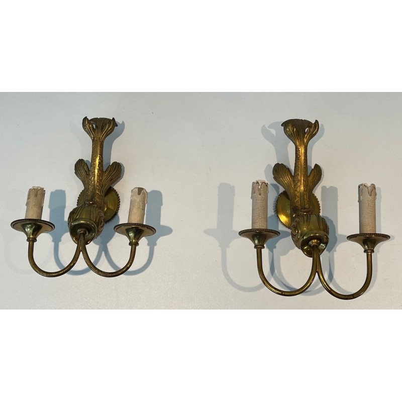 Paire d'Appliques Bronze au Dauphin Maison Jansen | Travail Français, vers 1940
