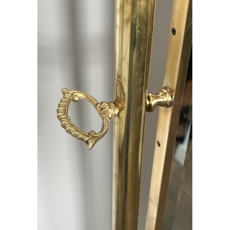 Neoclassical Style Brass Removable Psyché Mirror, French Work, Circa 1940