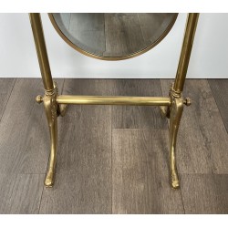 Neoclassical Style Brass Removable Psyché Mirror, French Work, Circa 1940