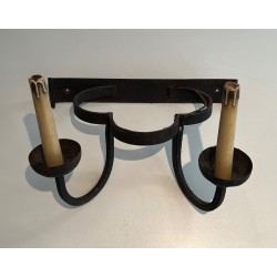 Set of Four Clover-Form Wrought Iron Wall Lights, French Work, Circa 1950