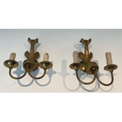 Pair of Bronze Dolphin Wall Sconces by Maison Jansen | French Work, circa 1940