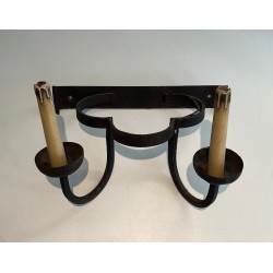 Set of Four Clover-Form Wrought Iron Wall Lights, French Work, Circa 1950