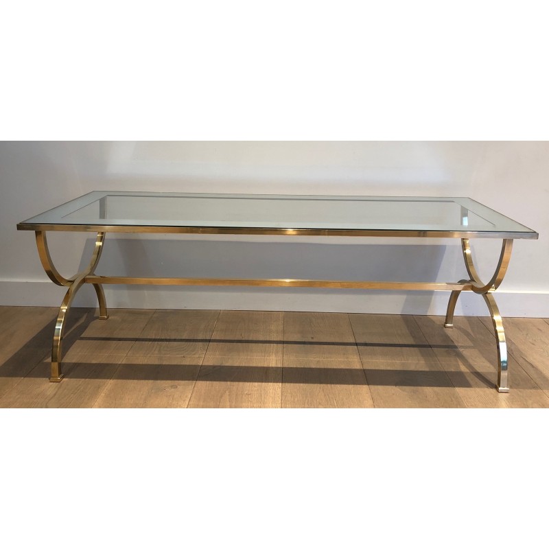 Importante Table Basse de Style Néoclassique en Laiton Attribué à la Maison Jansen