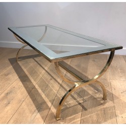 Importante Table Basse de Style Néoclassique en Laiton Attribué à la Maison Jansen