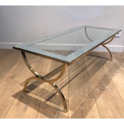 Importante Table Basse de Style Néoclassique en Laiton Attribué à la Maison Jansen