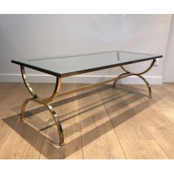 Importante Table Basse de Style Néoclassique en Laiton Attribué à la Maison Jansen